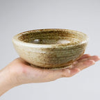 Wazakura Minoyaki Series Small Round Glazed Ikebana Flower Vase Made in Japan, Handpainted Floral Arrangement Pottery Supplies - Sand Beige