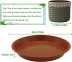 4 Pack 16 Inch Round Plant Saucers for Less 14 Inch Pot Indoors Outdoors Plant Trays for Pots Planter Saucer Plastic Drip Tray Planter Water Tray(Terracotta, 16"(4pcs))