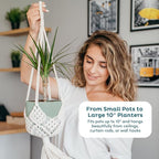 Nook Theory 4-Pack Macrame Plant Hangers with 8 Hooks - Hanging Planters for Indoor Plants, Boho Macrame Hangers Indoor Outdoor, Decorative Plant Hanger Indoor (Light Gray)