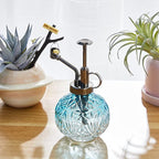 Glass Plant Mister Water Spray Bottle, Succulent Watering Bottle with Plastic Top Pump, Vintage Style Plant Sprayer, Small Watering Can for Indoor Outdoor House Plants - Blue