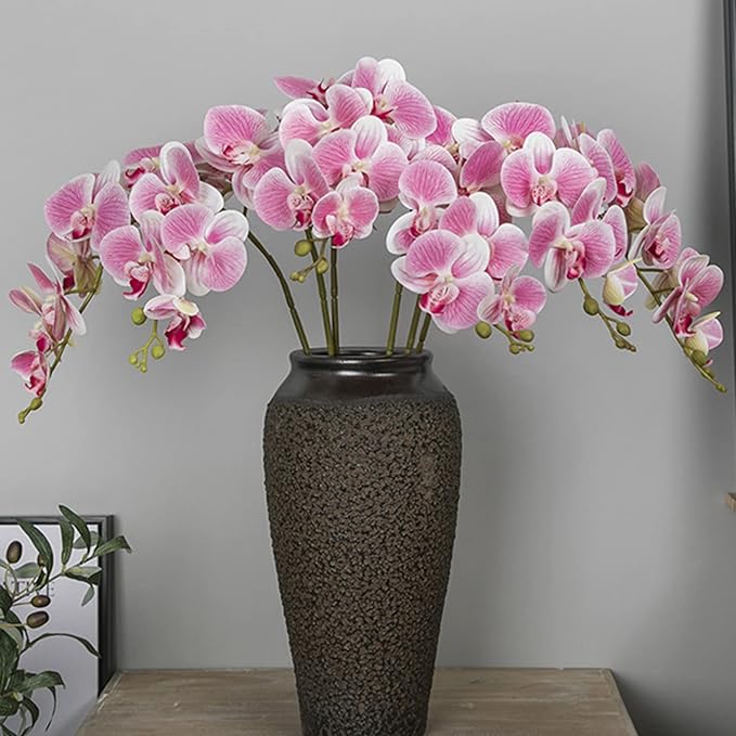 FagusHome 32 Inch Artificial Phalaenopsis Flowers 6 Pcs Artificial Orchid Flowers Stem Plants for Home Décor (Pink)