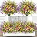 ATTGREAT Artificial Spring Flowers Outdoors UV Resistant Fake Greenery Plants Realistic Plastic Flowers Outside Faux Silk Wildflowers for Home Planter Porch Garden Decor, 24 Bundles (Multicolor)