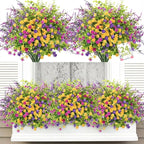 ATTGREAT Artificial Spring Flowers Outdoors UV Resistant Fake Greenery Plants Realistic Plastic Flowers Outside Faux Silk Wildflowers for Home Planter Porch Garden Decor, 24 Bundles (Multicolor)