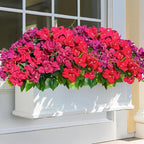Artificial Bougainvillea Spring Flowers Faux Plants for Outdoors, Fake UV Resistant Look Real Silk Colorful Greenery for Outside Porch Planters Patio Summer Decoration, 8 Bundles