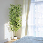 mapleway Artificial Bamboo Plant for Home Decor, 6FT Faux Bamboo Tree with Natural Trunks, Tall Fake Tree with Pot for Balcony Patio Corridor Doorway Staircase