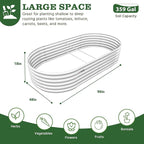 A ANLEOLIFE 8X4X1.5 ft Galvanized Raised Garden Beds Outdoor, Oval Large Metal Planter Box for Planting Vegetables Flowers Herb, Anti-Rust & Easy-Setup, Antique White