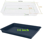 VUWEZ Plant Growing Trays 2 Pack, Plant Tray, 14.5"x11", Heavy Sturdy Plastic Plant Saucer Seed Trays, Seedling Starter Tray, Plant Drip Trays for Indoors, Seed Starter Growing Tray (Blue)