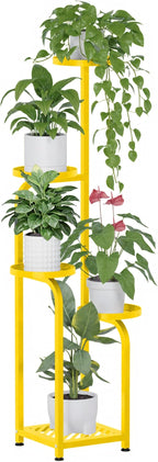 TOSKING 5 Tier Tall Plant Stand Indoor Outdoor,Anti-Tip Plant Stand indoor, Wide Base for Pots, Child and Pet Friendly,Heavy Duty Corner Shelf for Plants & Decor, Space Saving ,Tiered Metal Flower Pot Stand for Balcony, Garden, Living Room, Patio (Yell...