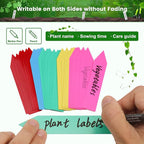 KINGLAKE Plant Labels,Plastic Plant Labels 4 Inch,Plant Tags,100 Pcs Nursery Garden Labels Plant Markers for Outdoor Garden Waterproof,Plants Name Tags Stake Tags Multicolored with Marking Pen