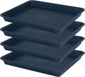 VUWEZ 4 Pack Plant Saucer Tray Rectangular, Plant Saucers for Indoors, Heavy Sturdy Plastic Plant Drainage Trays, Plant Drip Trays for Pots, Seed Starter Growing Tray (11 x 9 inch, Blue)