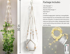 Comtelek Hanging Planter with Lights Indoor Macrame Plant Hanger Basket with Wood Beads Flower Pot Holder No Tassels for Boho Home Window Decor 35 Inch, Ivory (POTS NOT Included)