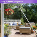 RESTMO 36”-60” Metal Watering Wand, Long Telescopic Tube | 180° Adjustable Ratcheting Head | 7 Spray Patterns | Flow Control, Perfect Garden Hose Sprayer to Water Hanging Baskets, Shrubs, Purple