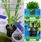 Upgraded Large Aquarium Plant Holder with Extension Hooks and Suction Cups, Aquatic Plants Cup for Tank for Fish Tank Aquaponic Plant Cultivation and Aquascape Accessories (Black-2PC)