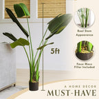 TRESIL 55 inches - Bird of Paradise Artificial Plant, Comes with Black Pot, Large,Vibrant Banana Leaf Design, Faux Plants Indoor, Floor Plants for Living Room Decor, Ideal for Home Garden & Office