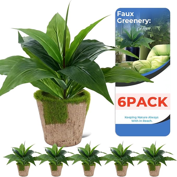 6 Pack Artificial Agave Plants Outdoor & Indoor, 11 Inches Faux Agave Plants,Not Prone to Fading Artificial Outdoor Plants for Garden, Patio, Porch, Desk Decor Excluding the Flowerpot