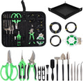 Bonsai Tools Kit 20 Pcs Garden Tools Set for Starters, Gardening Gifts for Women Men Includes Bonsai Wire Kit, Plant Mat, Pruning Shears, Bonsai Scissors, Succulent Tools in Leather Storage Bag