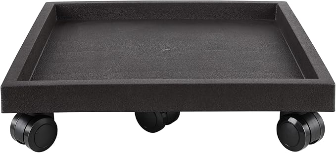18.1 Inch Square Rolling Plant Caddy Saucer with Wheels, Wheeled Planter Stand for Potted Plant, Coaster Roller Base Tray with Casters, Flower Pot Dolly Holder, Brown