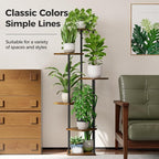Bamworld Tall Plant Stand Indoor 6 Tier Plant Holder for Multiple Plants Corner Shelf Stand for Patio Garden Balcony Living Room Bedroom Brown