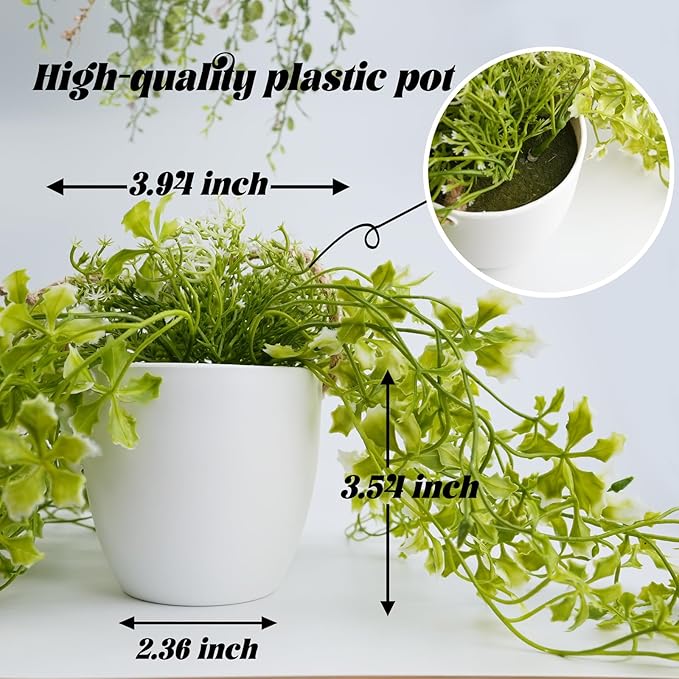 3 Packs Fake Hanging Plants with White Pots, 13" Artificial Hanging Plants for Wall Decor, Fake Plants Mandala Vine Indoor/Outdoor for Home Bathroom Bedroom Kitchen Office Room Decor