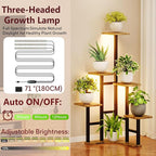 Yzosvki Corner Plant Stand Indoor with Grow Lights Set of 2, 6 Tiered Corner Plant Shelf Flower Stand for Multiple Plants, Plant Shelves Organizer Rack, Round Rustic Brown