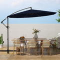 wikiwiki 10ft Patio Umbrellas Offset Outdoor Umbrella Cantilever Hanging Umbrellas w/Infinite Tilt, Fade Resistant Waterproof RECYCLED FABRIC Canopy & Cross Base, for Yard, Garden & Deck, Navy Blue