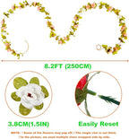 8 Pcs x 8.2 ft Flower Garland Artificial Rose Vine Flowers with Green Leaves Hanging Fake Roses Vine for Room Party Home Wedding Birthday Christmas Wall Arch Decor, Champagne Pink Flower