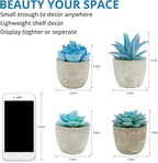 Set of 4 Blue Fake Succulents Potted, Mini Succulents Plants Indoor, Blue Decor Small fakeplants for Shelves Home Office Table Bathroom Bedroom Kitchen Desk Decor Shelf Decor