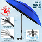 2 Pack 48.6" Double Canopy Beach Umbrella with Clamp, UPF50+ Beach Chair Umbrella with clip, 360°Adjustable Portable Outdoor Wheelchair, Patio, Golf Carts,Camping(Not Include Chair)