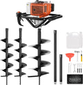 Baotree Post Hole Digger, 62cc Auger Post Hole Digger, Gas Powered Earth Digger with 2 Auger Drill Bits(6" & 8") + 2 Extension Rods, for Farmland, Garden and Plant (62CC)
