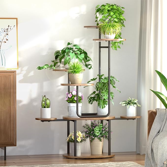 REFGY Plant Stand Indoor 8 Tier, Corner Plant Stand for Indoor Plants, 38.58" Tall Plant Stands, U-Shape Corner Shelf for Multiple Plants, Metal Plant Shelf for Living Room, Balcony, Patio, Garden