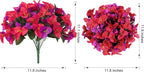 Artificial Faux Flowers for Outdoors Spring Summer Outside Decor, 4 Bundles Fake Silk Bougainvillea UV Resistant Look Real Faux Plants for Planter Patio Porch Window Garden Home Decoration, RedPurple