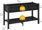 DWVO 48x18x30in Raised Garden Bed Kit, HDPE Planter Box Stand, Poly Wood Weather-Resistant Planter Box with Legs & Storage Shelf, Elevated Garden Bed for Backyard, Patio, Balcony,Black