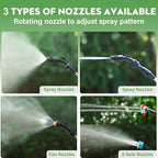 Battery Powered Sprayer Wand,Electric Plant Sprayer Telescopic Watering Wand with 16.4FT Hose,Rechargeable Electric Watering Sprayer Handle with 3 Adjustable Nozzles & Filter for Lawn, Yard and Garden