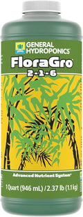General Hydroponics FloraGro 2-1-6 Plant Food, Part of FloraSeries Advanced Nutrient System for Plants, 1 Quart