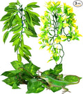 KATUMO Reptile Plants, 3 PCS Amphibian Hanging Plants with Suction Cup for Lizards, Geckos, Bearded Dragons, Snake, Hermit Crab Tank Pets Habitat Decorations