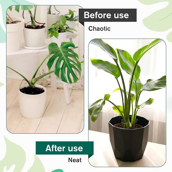 4 Pcs Iron Monstera Plant Support Monstera Trellis with Bamboo Clamp, 6.5x5.5 Inch Plant Stakes for Indoor Plants, Sturdy Metal Frame for Climbing & Thriving Growth (Gold)