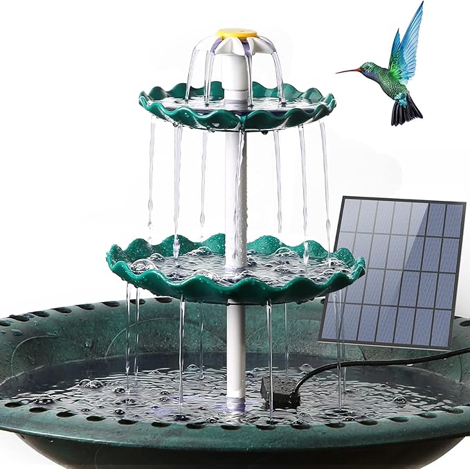 AISITIN 3.5w Solar Fountain Pump with 3 Tiered Bird Bath DIY Solar Water Fountain 2026 Detachable Solar Powered Pump for Bird Bath, Garden, Fish Tank and Outdoor Bird Feeder