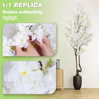 Faux White Cherry Blossom Tree 7ft(84in) Tall Artificial Plant Indoor Decor Handmade Natural Fake White Flower Tree for Wedding Realistic Cherry Plant in Pot for Home Living Room,Office,Outdoor Decor.