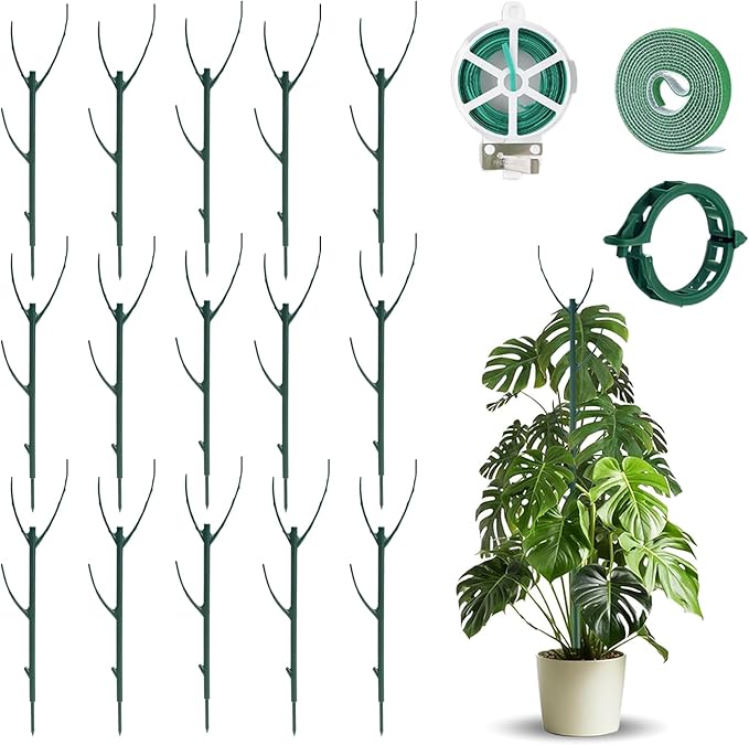 15pack Adjustable Plant Support Pole Stackable Indoor/Outdoor Support Pole with Clamps, Suitable for Supporting Monstera and Climbing Plants, Garden Accessories, Perfect Replacement for Plant Stakes