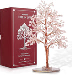 Hopeseed Rose Quartz Chakra Crystal Tree of Life Handmade Bonsai Healing Crystals Tree for Home, Desk, Living Room, Office Decor for Positive Energy, Good Luck Birthday Gift for Women, Mom, Men