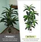 Artificial Dracaena Tree 5FT - Fake Plants Tree with White Planter - Faux Yucca Tree Tall with Lifelike Trunk and Leaves in Pot - Dracaena Artificial Plant for Home Office Living Room Decor