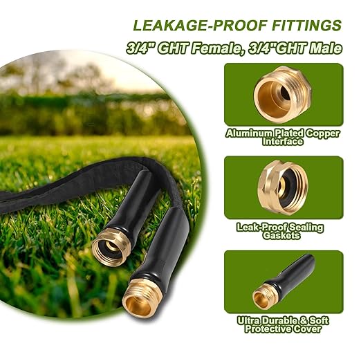 50FT Garden Hose with Soil Moisture Meter, Flexible Non-Expanding Water Hose, No Kink Leak Proof, Analog Plant Moisture Tester, Watering Control System for Lawn Garden Plant Care