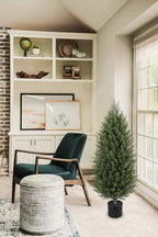 Hollyone Artificial Topiary Cedar Trees 4FT Tall Faux Cedar Cypress Plants Tree Fake Pine Shrubs Plant Potted for Outdoor Indoor Front Porch Home Living Room Decor, Set of 2
