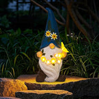 DKJOCKY Gnome Garden Decor Statue with Solar Light Lantern, Funny Waterproof Resin Figurine Outdoor Decorations for Yard Patio Lawn Balcony Porch, Birthday Gifts for Women Mom Grandma