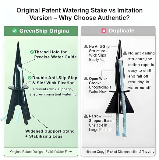 GreenShip 4 Pack Self Watering Planter Insert, Wick Spikes for Plants, Patented Plant Wicks for Self Watering, Plant Stakes for Indoor Outdoor Plants,Vacation Use(Medium for Height 12"-17" Planter)