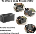 PatioZen 100 Gallon Resin Deck Box, Lockable Patio Outdoor Storage Box for Furniture, Garden Tools and Tools Storage, Waterproof Outside Storage Boxes - Black