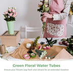 100 Pcs Floral Water Tubes, 6 Inch Green Floral Tubes with Rubber Caps, Plastic Fresh Flower Water Tubes Flower Arrangements Supplies for Bouquet Stem Supplies
