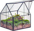 NCYP Mini Glass Terrarium with Lid - 4.25" x 4.25" x 4.92" Small House Shape Close Geometric Planter Pot for Mini Succulents Plant - Handmade, Home Garden Office Decor, Black (Terrarium Only)