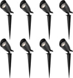 LUTEC 12V Low Voltage Landscape Lighting, Die-cast Aluminum Spot Lights with Connectors, IP65 Waterproof Outdoor Landscape Spotlights, 5W 550LM Warm White 3000K for Tree Garden Yard Pathway, 8 Pack