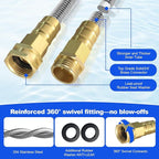 Short Metal Garden Hose 3 ft – 304 Stainless Steel Water Hose Leader, Flexible Hose Extension, Small Lightweight Hose Extender,No Kink Outdoor Hose (3 ft)